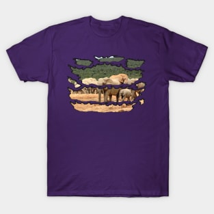 Wildlife Ripped Elephant Herd T-Shirt